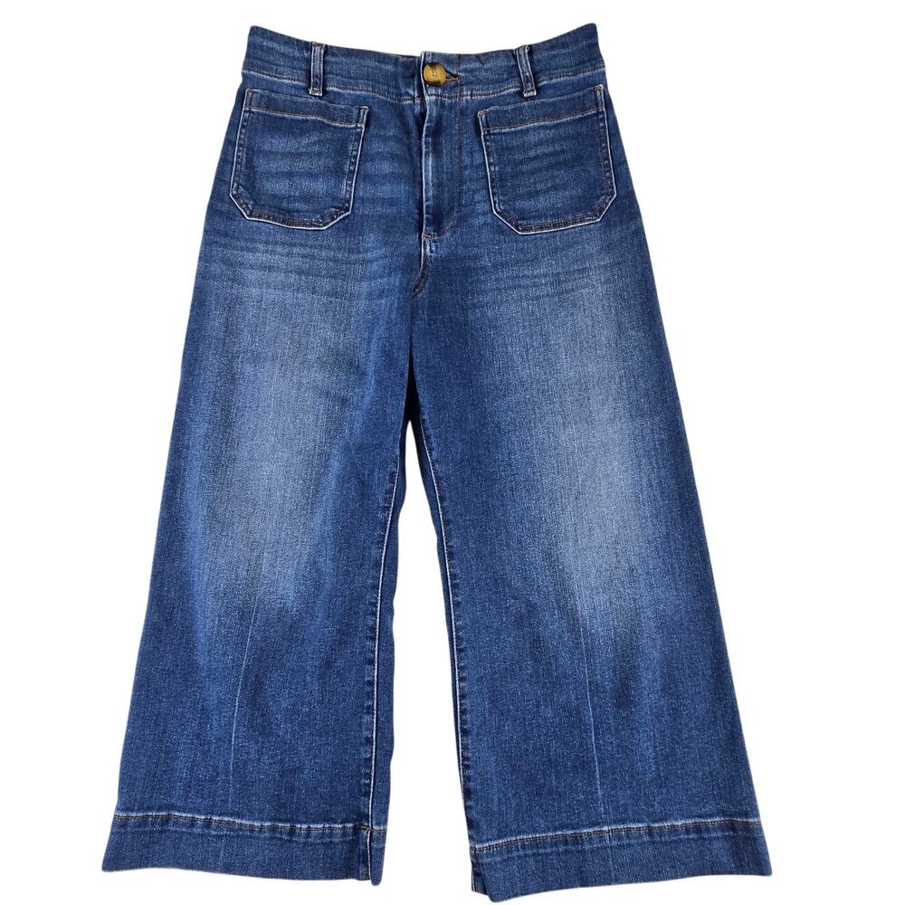 Maeve Colette Jeans High Rise Cropped Denim Blue Size 32P Anthropologie Stretch
